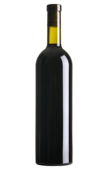 Bottle of red wine, isolated on white background