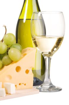 Wine and cheese still life