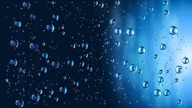 motion blue water drops in the rain on the window