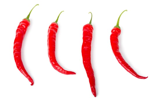 Red chili peppers isolated on white background