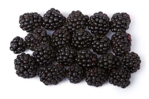 Ripe juicy blackberries isolated on white background