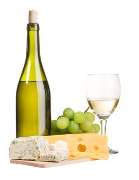 Wine and cheese still life