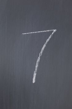 Blackboard with "7" written on it