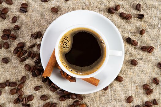 Cup of coffee close-up studio photo