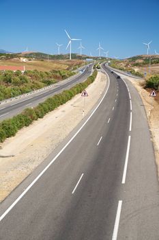 two lanes highway at Cadiz Andalusia in Spain