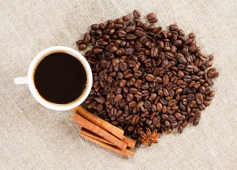 Cup of coffee close-up studio photo