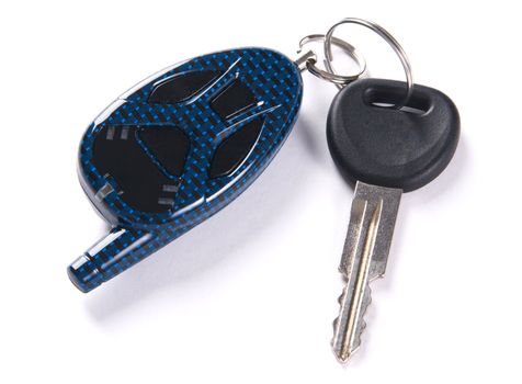 Car keys with alarm system, white background