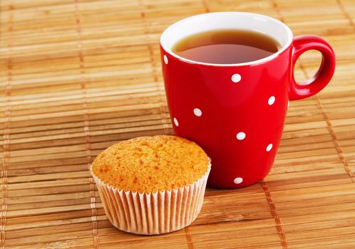 Cup of tea with muffin