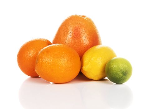 Fresh citrus on white background 