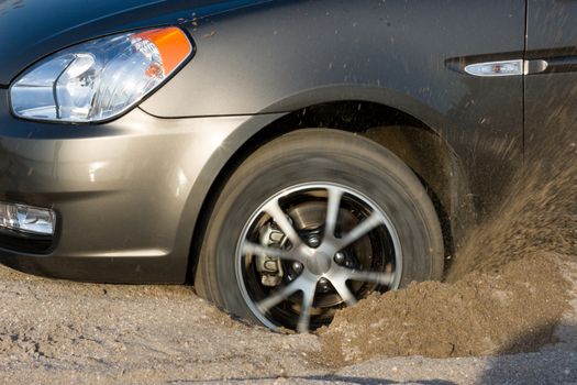 Car stuck in sand