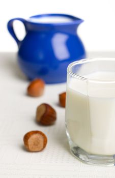 Healthy eating - fresh milk and nuts