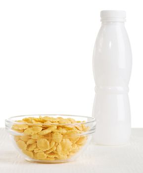 Healthy breakfast - milk and cornflakes