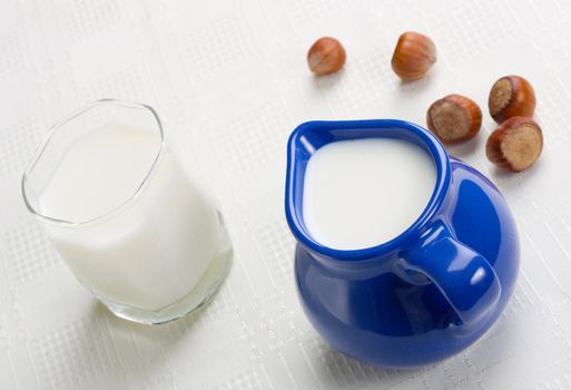 Healthy eating - fresh milk and nuts