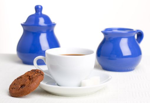 Morning coffee with chocolate biscuits