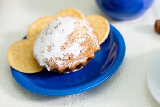 Tasty muffin on a plate