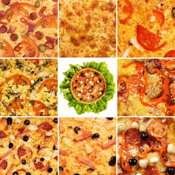 Set of different pizzas
