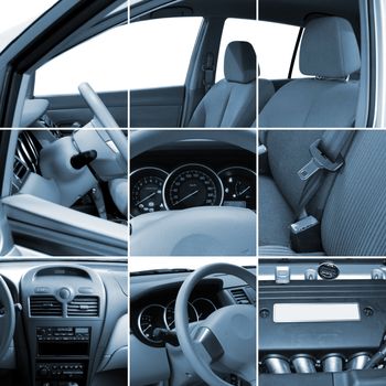 Collage of car interior details closeups