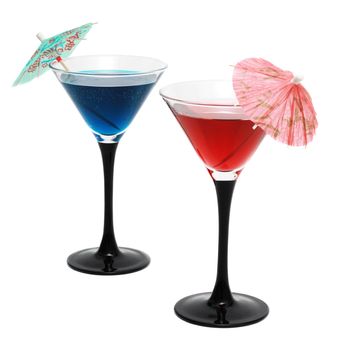 A pair of cocktails isolated on white background