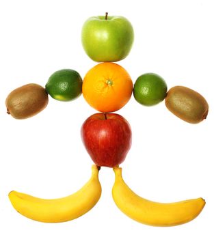 Fruit composition in a form of a man, isolated on white background