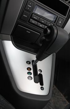 Auto gear shift handle closeup