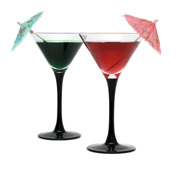 Two refreshing cocktails with umbrellas