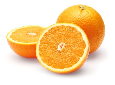 Neatly retouched orange isolated on white background
