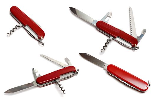 Pocket knife collection isolated on white background
