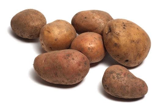 Several raw organic potatoes