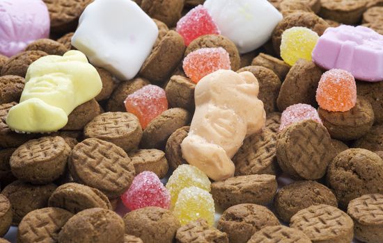 A colorful picture of candy called Pepernoten gingernuts very popular in Holland around 5 december sinterklaas party
