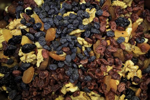 Mixed dried fruit in Istanbul market.