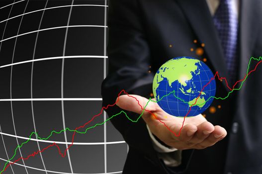 Global economy growth up chart concept