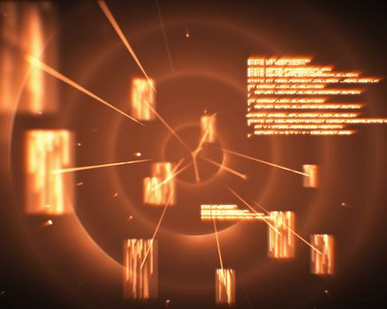 Backgrounds of orange circles with silhouettes