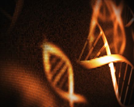 Orange DNA helix background