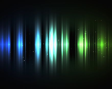 Background of blue and green lights in the dark
