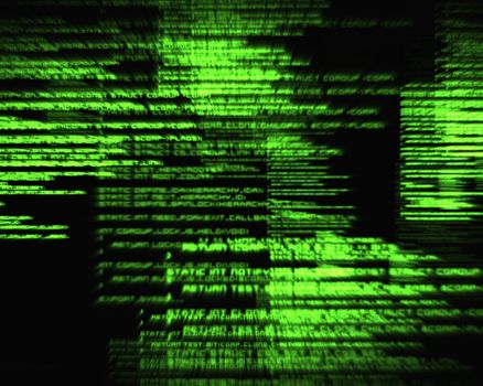Green texts against black background