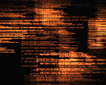 Orange texts against black background