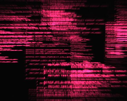 Pink texts against black background
