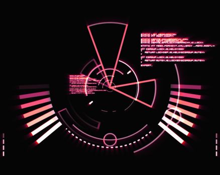 Abstract pink radar against black background