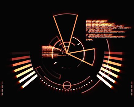 Abstract orange radar against black background