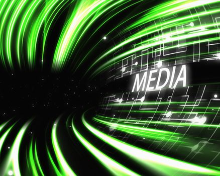 Green tunnel with text against a black background
