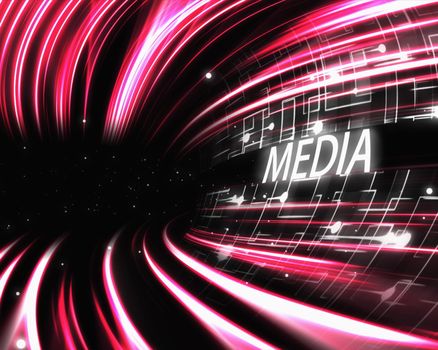 Pink tunnel with text against a black background