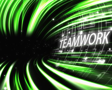 Green lines with text against a black background