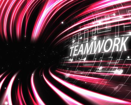 Pink lines with text against a black background