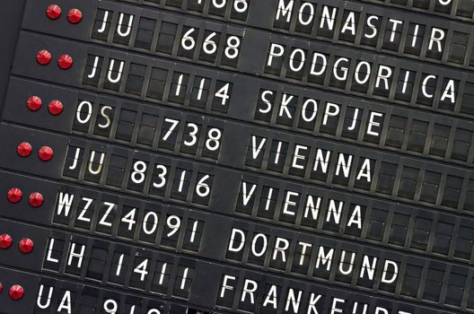 detail of mechanical timetable airport board