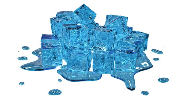 Stylized melting ice cubes on white background