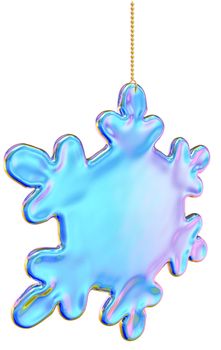 Christmas-tree snowflake of blue glass on white background