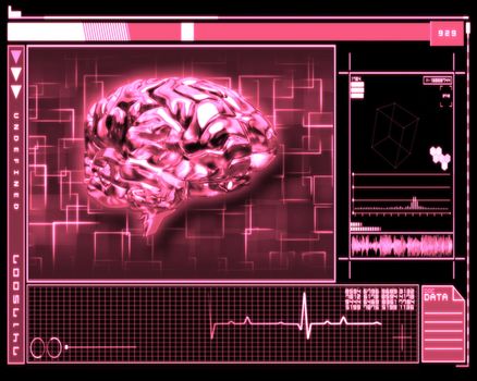 Pink background brain technology