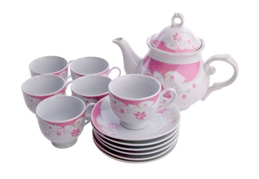 tea pot set, Porcelain tea pot and cup on white background