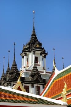 Metallic castle, the temple of the Loha Prasat , Thailand.