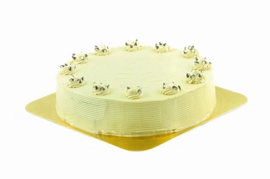 

Vanilla butter cake isolated on white background.

